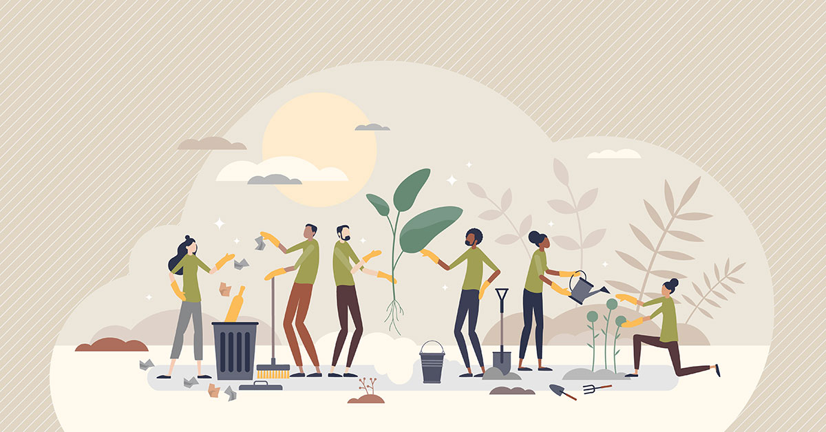 volunteers landscaping vector